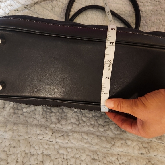 Vintage Coach linen handbag with leather accents - Picture 7 of 13